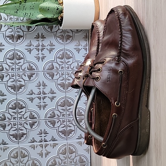 Hitchcock by Sebago 3 Eye Leather Moccasins/Oxford Boat Shoe Brown Sz 10 5E WIDE - Picture 5 of 13